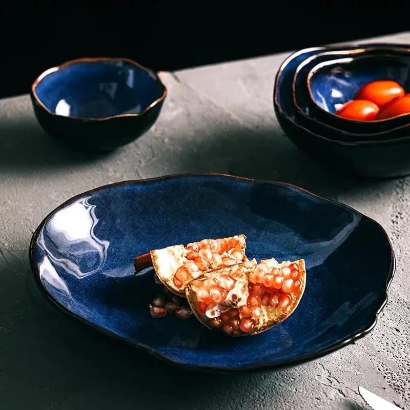 Blue Colour Ceramics Irregular Shape Dinner Sets - Image 3