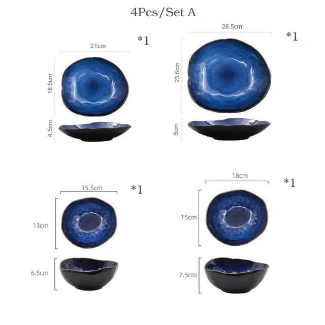 Blue Colour Ceramics Irregular Shape Dinner Sets - Image 5