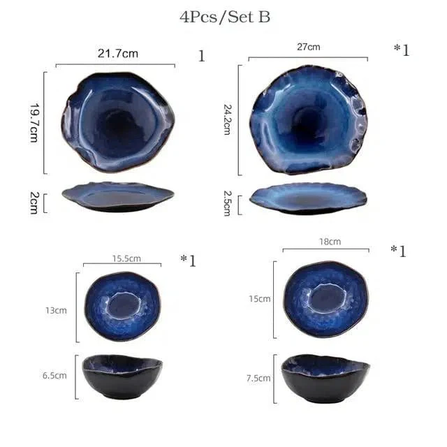 Blue Colour Ceramics Irregular Shape Dinner Sets - Image 6