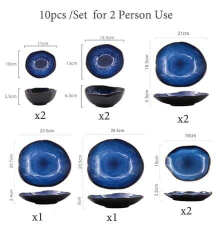 Blue Colour Ceramics Irregular Shape Dinner Sets - Image 7