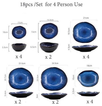 Blue Colour Ceramics Irregular Shape Dinner Sets - Image 8
