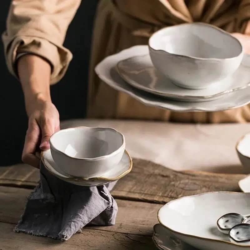Irregular White Ceramic Plates + Dishes - Image 4