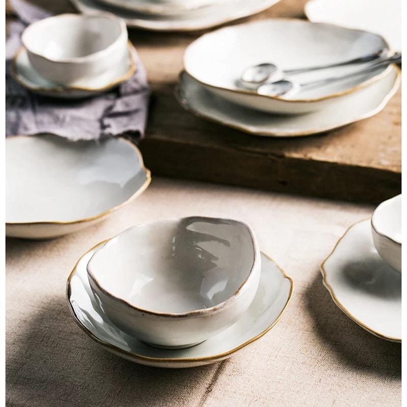 Irregular White Ceramic Plates + Dishes - Image 6
