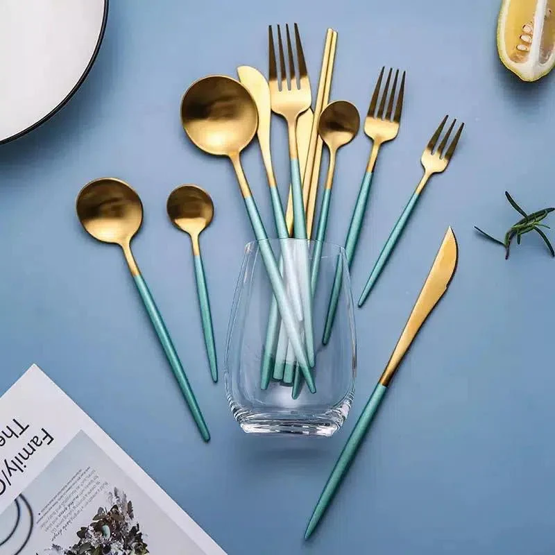 Mint Green + Gold Cutlery Set - Image 5