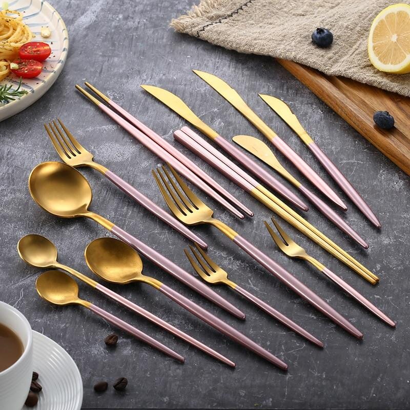 Pink + Gold Cutlery Set - Image 4